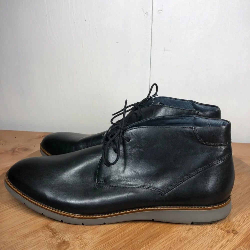 Josef Seibel Mens size 12.5 shoes Black Leather Casual work chukka boots